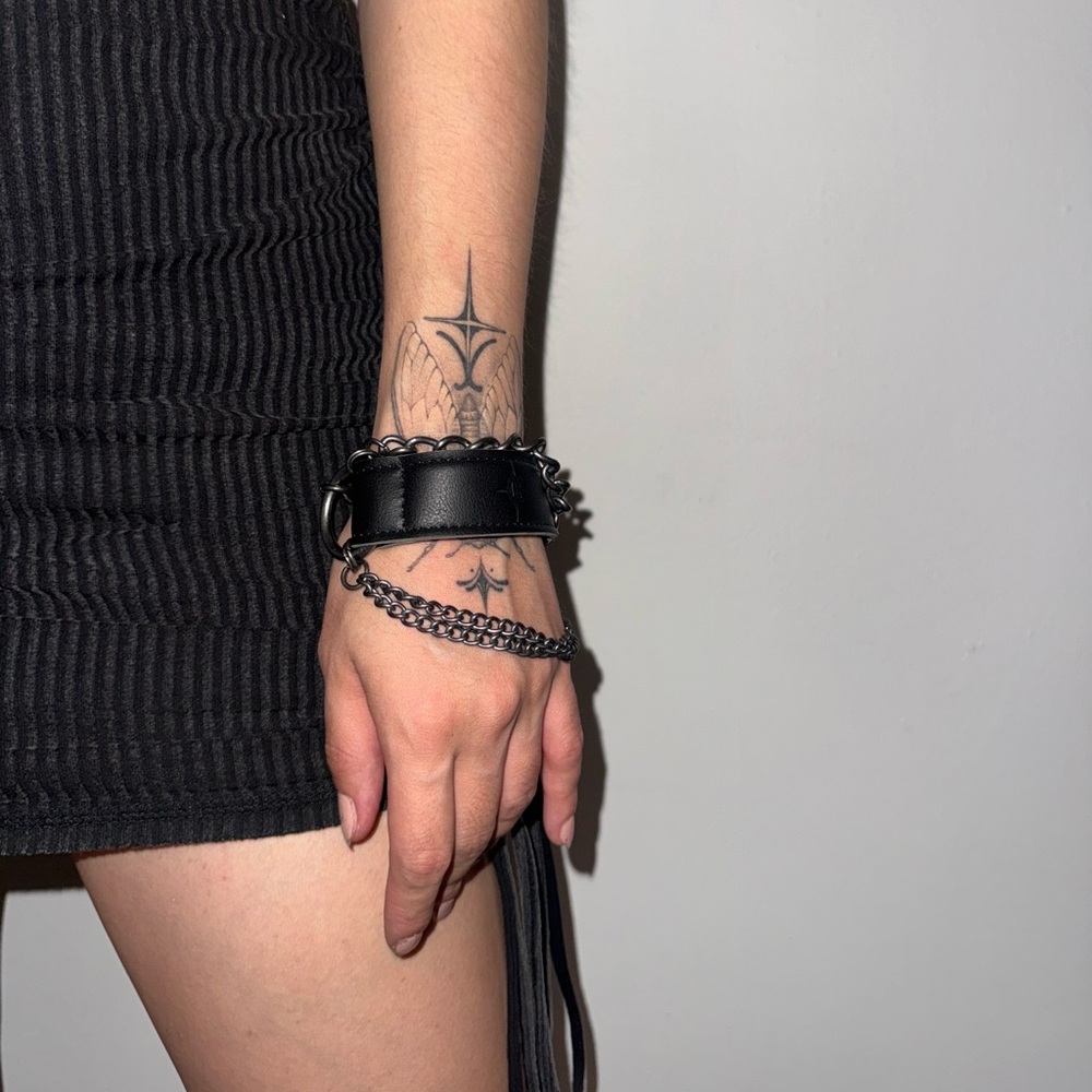 leather and chain strap bracelet